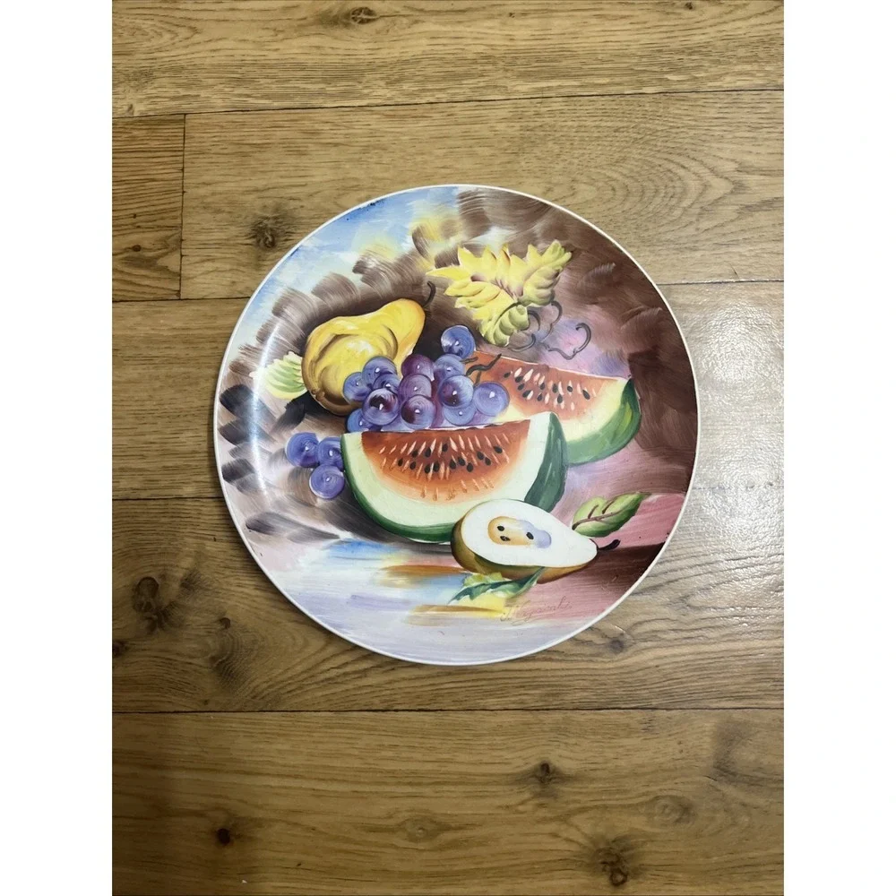 Vintage Signed Nagasaki Fruit Design Plate - Picture 1 of 4